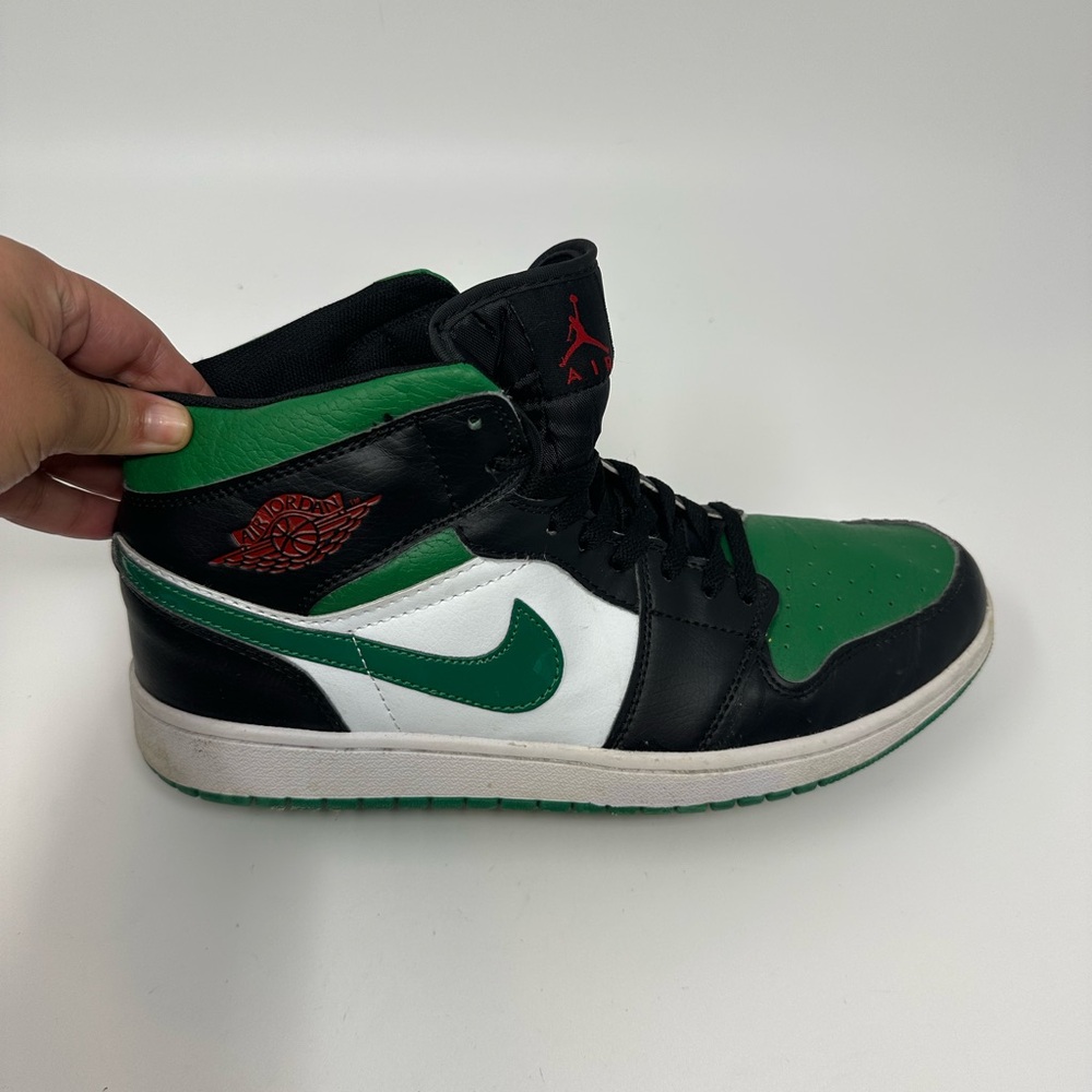 Air Jordan 1 Mid Shoe Black and Green Nike Men's size 10.5 - Picture 14 of 15